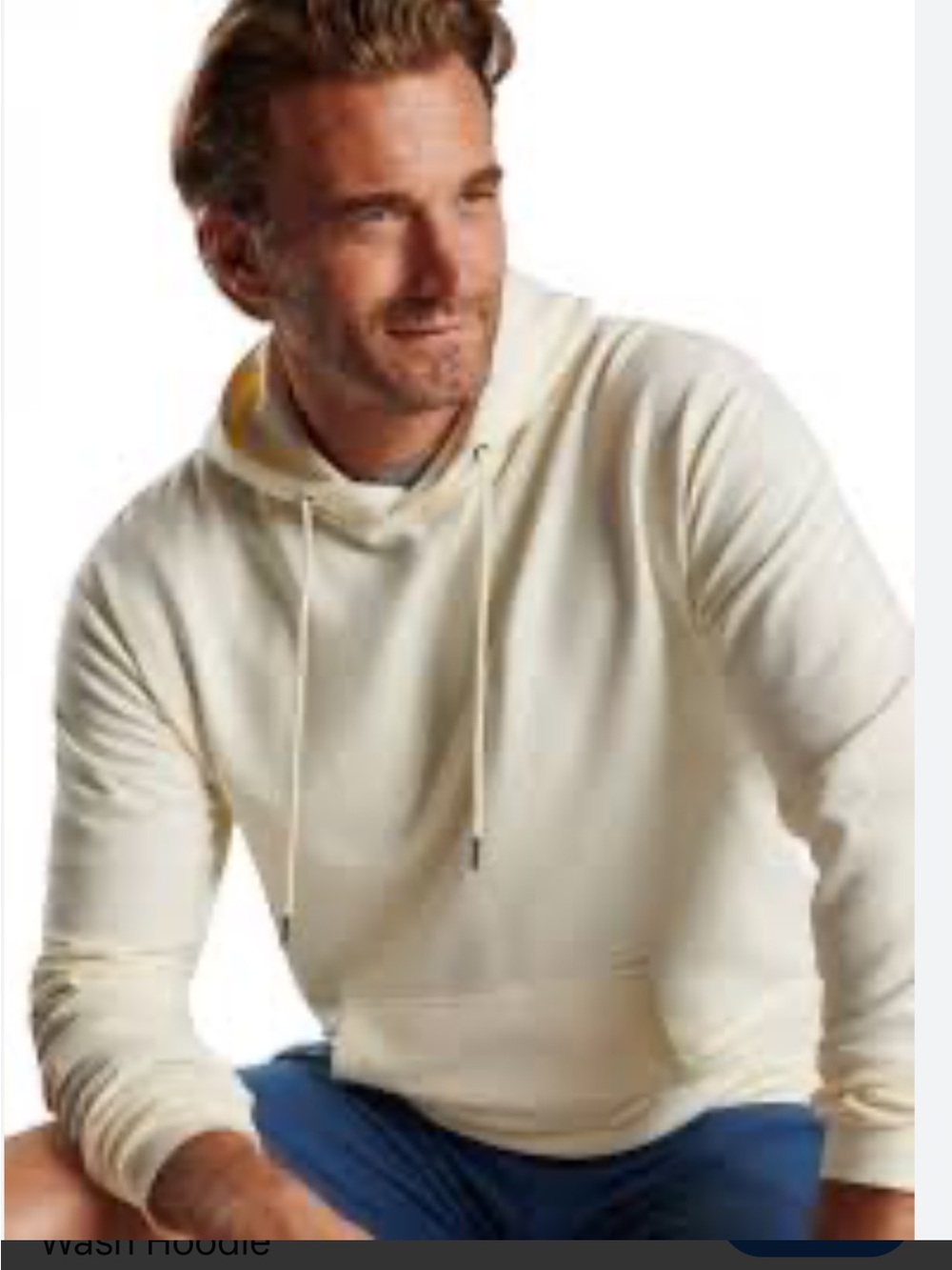 Peter Millar Men's Cream Hoodie super soft Pullover Sweatshirt L lava wash